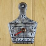 Sauna thermometer made of ceramic sauna bucket dark