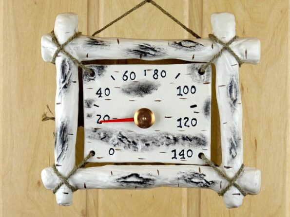Термометр для сауны в березовой раме из керамики 171