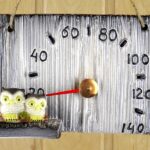 Sauna thermometer made of ceramic with owls 860