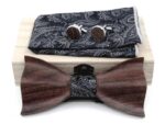 Wooden 3D bow tie set-K010