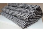 Sauna sheet-towel from linen softened waffle fabric 70x140cm black-white