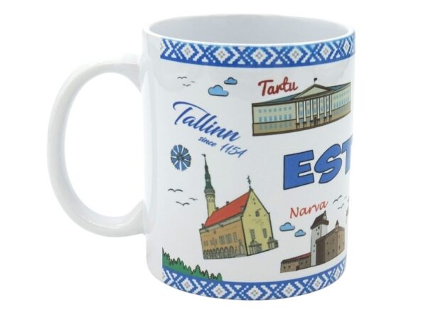 Кружка с эстонской символикой синяя