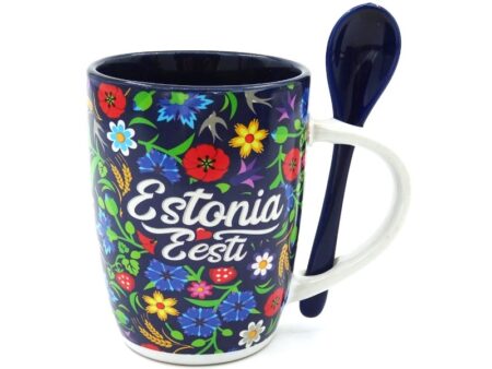 Floral mug with spoon Estonia