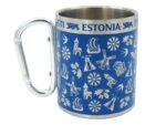 Metal mug with Estonian symbols blue 270ml SC-01