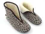 Slippers made of knitted wool fabric and sheep’s wool