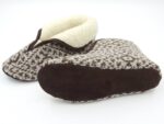 Slippers made of knitted wool fabric and sheep’s wool