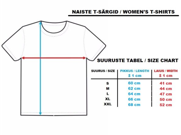 таблица размеров женской футболки