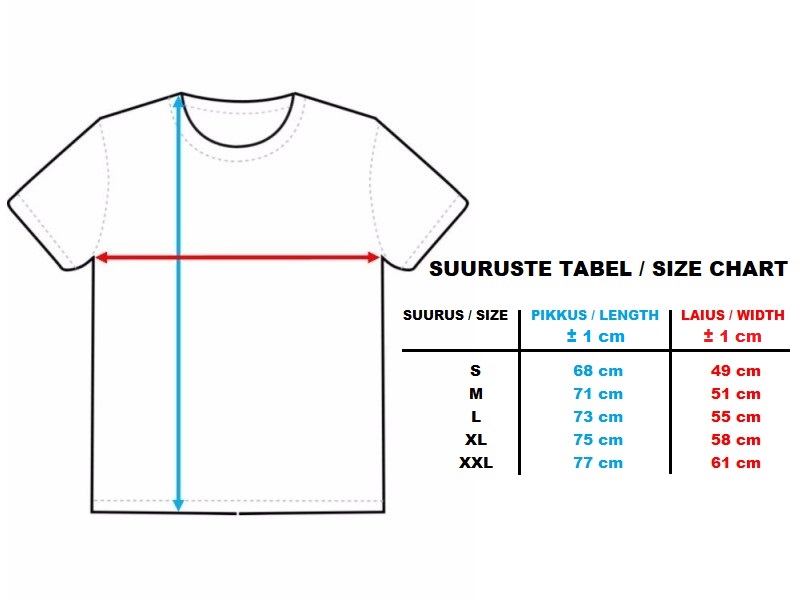 Таблица размеров футболок