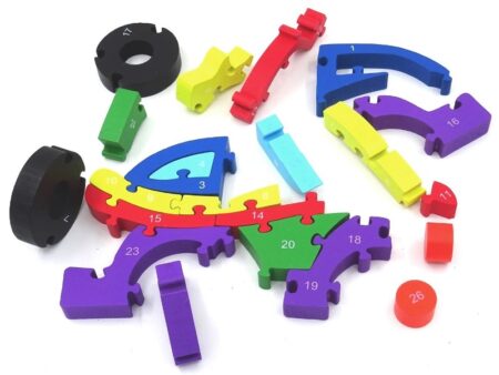 Puzzle from wooden blocks Car