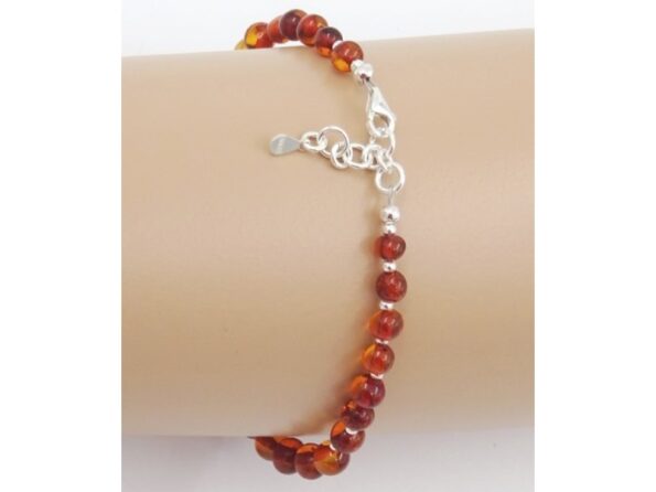 Silver and amber anklet Cognac JV01