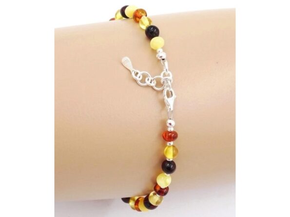 Anklet in silver and amber 20-22cm 3.5g Multicolor JV03 2