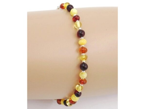 Anklet in silver and amber 20-22cm 3.5g Multicolor JV03