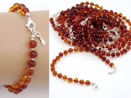 Silver and amber bracelet