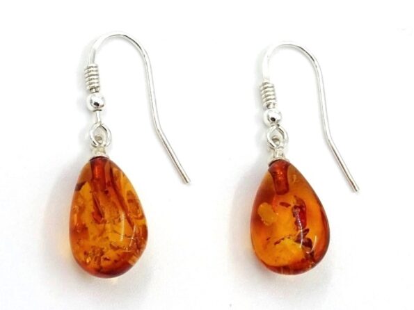 Silver and amber earrings Cognac KR05