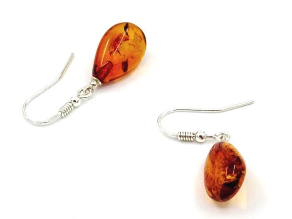 Earrings made of silver and amber Cognac KR05