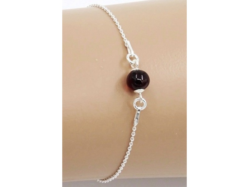 Браслет из серебра и янтаря Вишня 25 Браслет из серебра