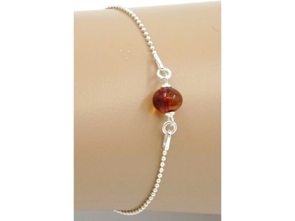 Silver bracelet with amber Cherry no.25