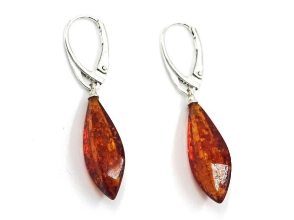 Silver earrings with amber Cognac KR06