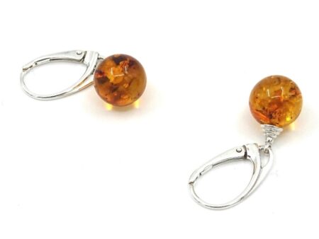earrings with silver and amber