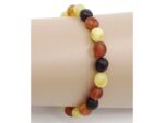 Amber bracelet on rubber cord matte Multicolor no26