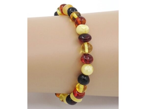Amber bracelet on rubber cord 18cm 5g Multicolor no35
