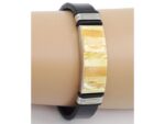 leather bracelet with amber 21cm 24g Lemon no46