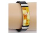 leather bracelet with amber 21cm Multicolor no48