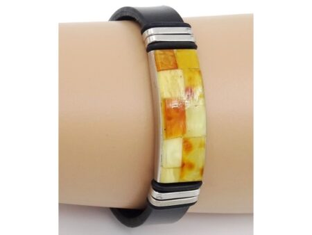 leather bracelet with amber