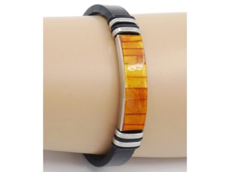 leather bracelet with amber Honey