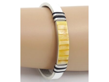 leather bracelet with amber