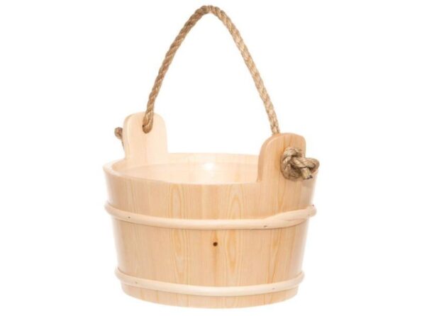 Sauna Pail made of spruce wood with rope handle 4L   2