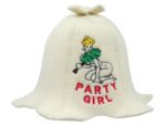 Womens Sauna hat Party Girl white G5016