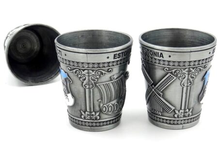 Metal shot glass with Estonian symbols