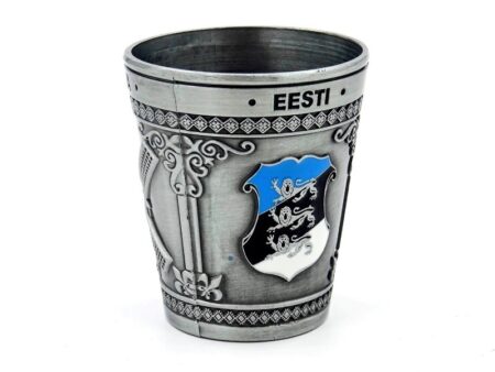 Metal shot glass with Estonian symbols 40ml