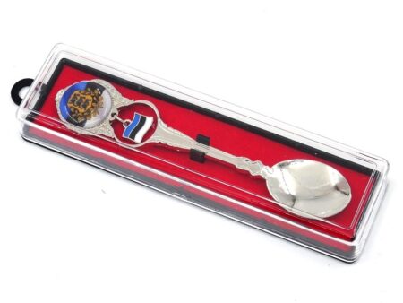 Souvenir spoon with Estonian coat of arms and flag
