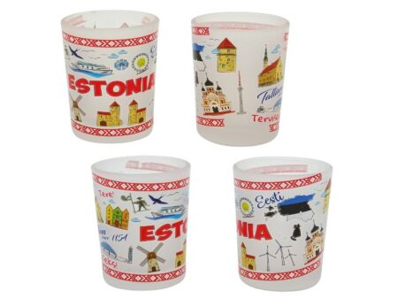 Shot glass with Estonian symbols red