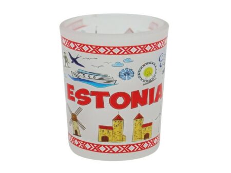 Shot glass with Estonian symbols red