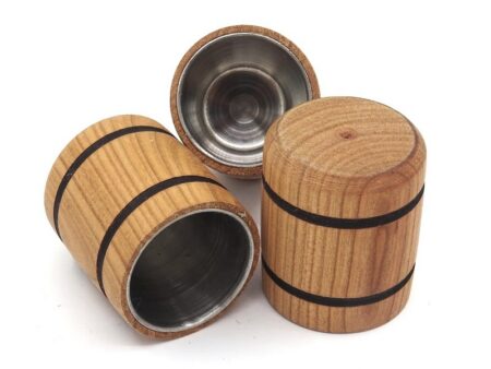 Oak shot glass with stainless steel interior
